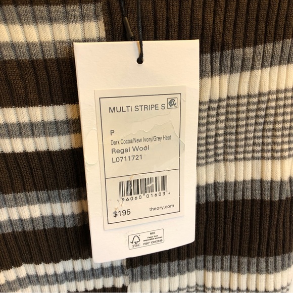 Theory Mix Stripe Mock Neck Wool Tank - Picture 7 of 11